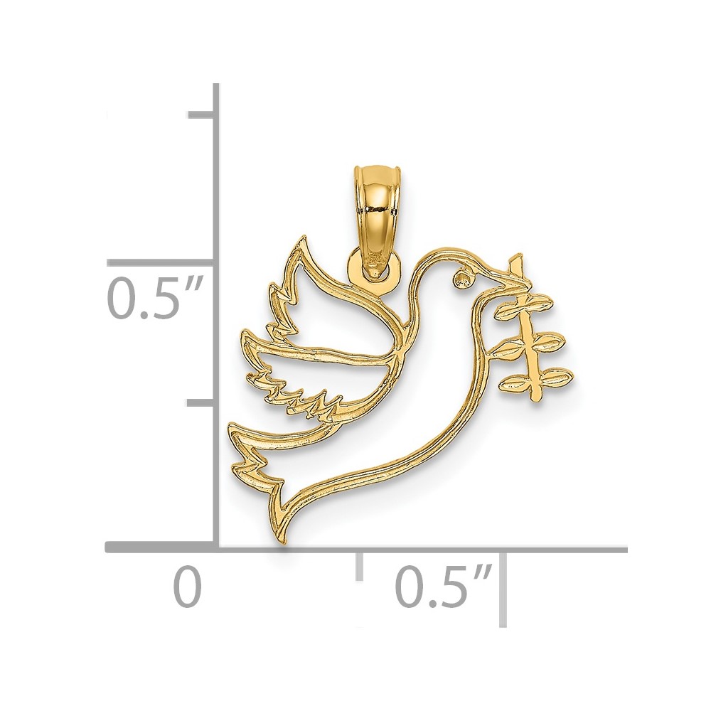14K Cut-Out Dove with Olive Branch Charm (K8414)