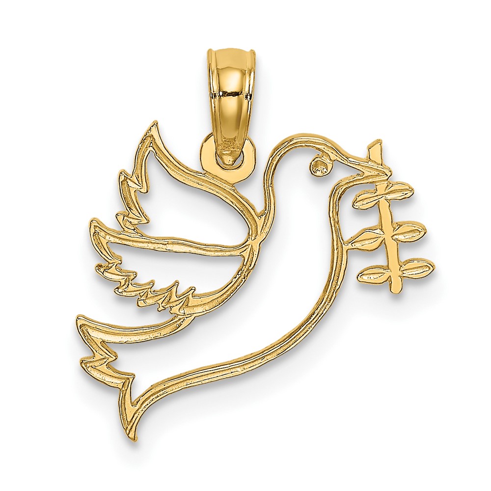 14K Cut-Out Dove with Olive Branch Charm (K8414)