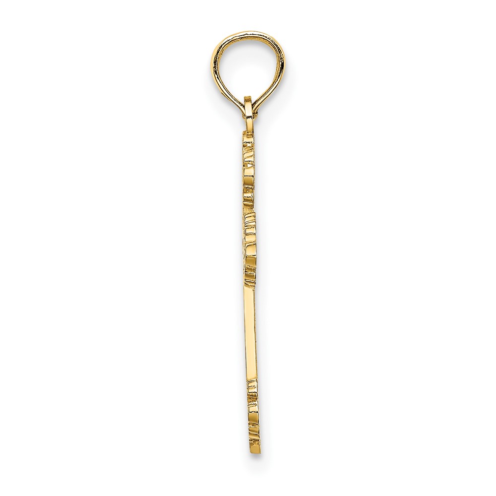 14K Polished and Textured Fancy Cross Charm (K8420)