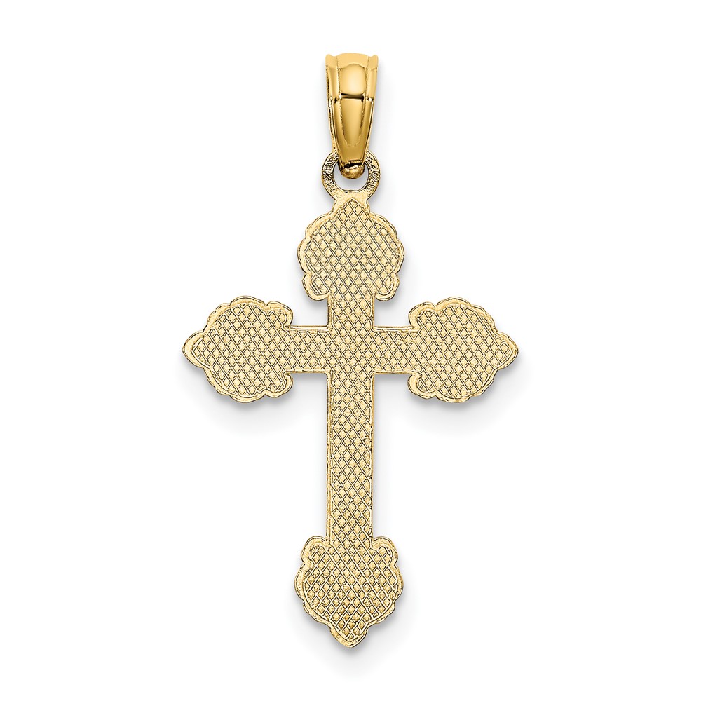 14K Polished and Textured Fancy Cross Charm (K8420)