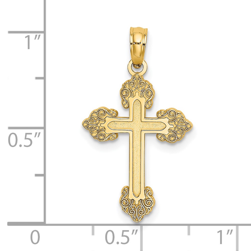 14K Polished and Textured Fancy Cross Charm (K8420)