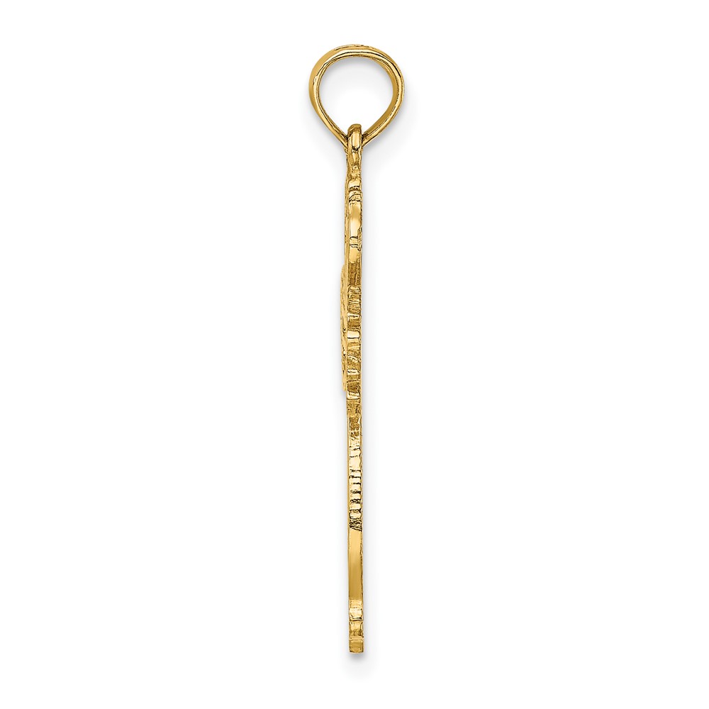 14K Cut-Out Scroll Framed Cross Charm (K8426)