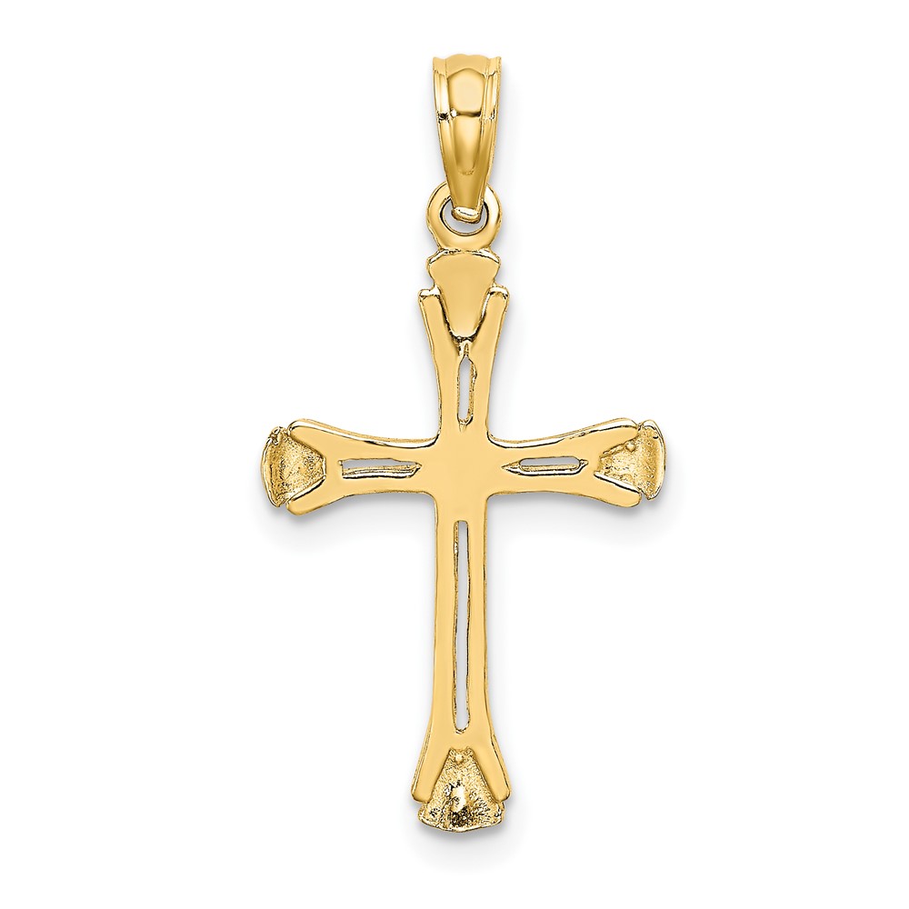 14K Polished Beveled Cut-out Cross Pendant (K8430)