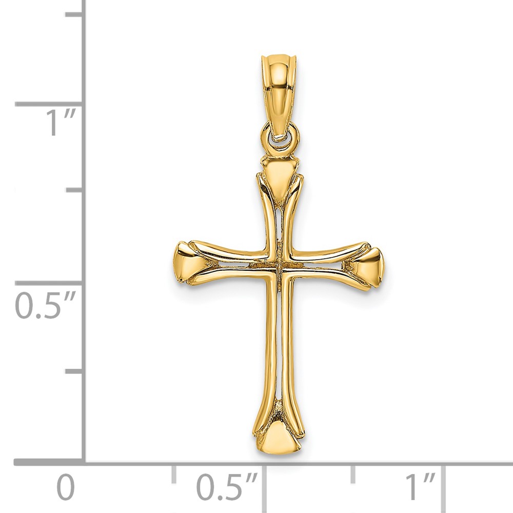 14K Polished Beveled Cut-out Cross Pendant (K8430)