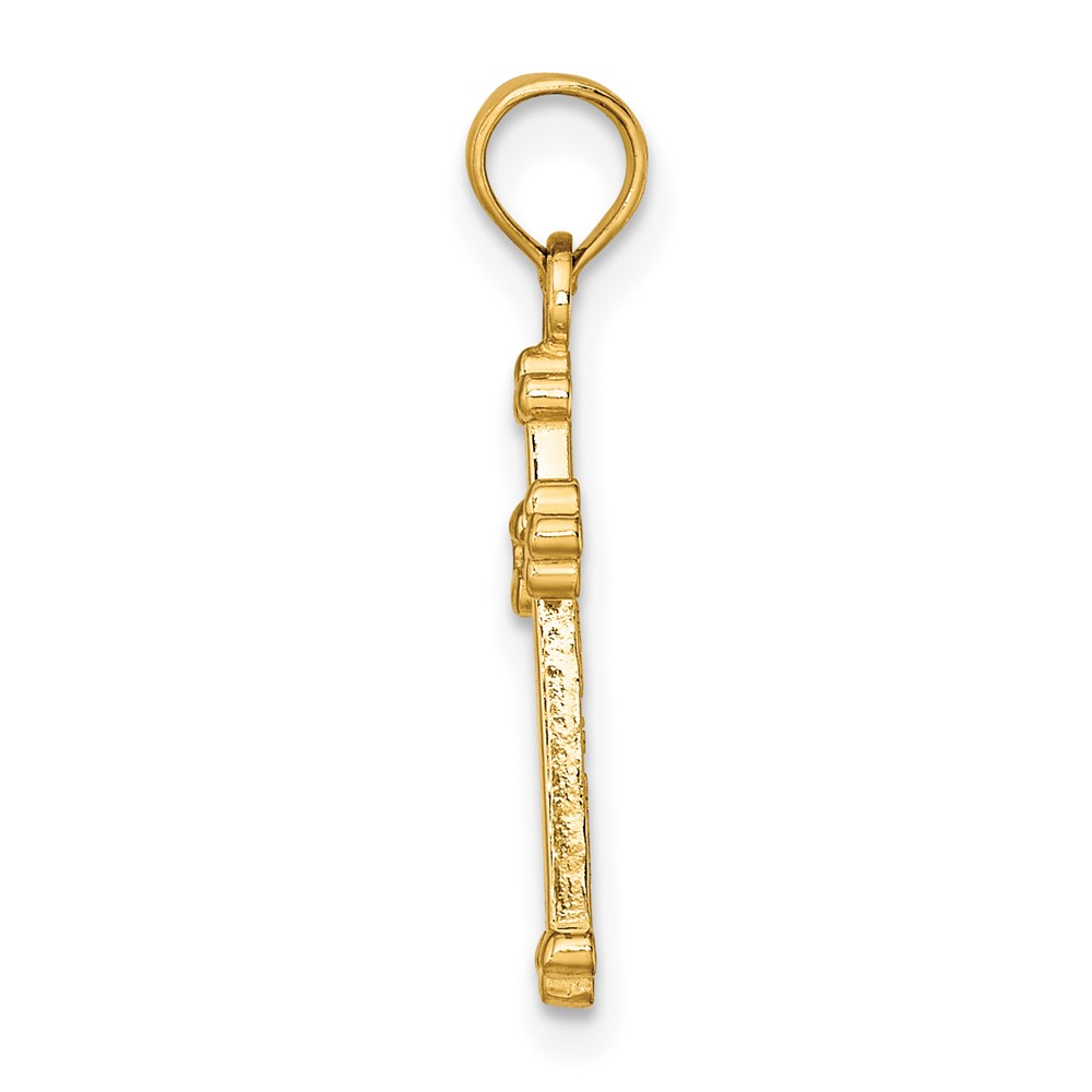 14K Polished Beaded Cross (K8442)