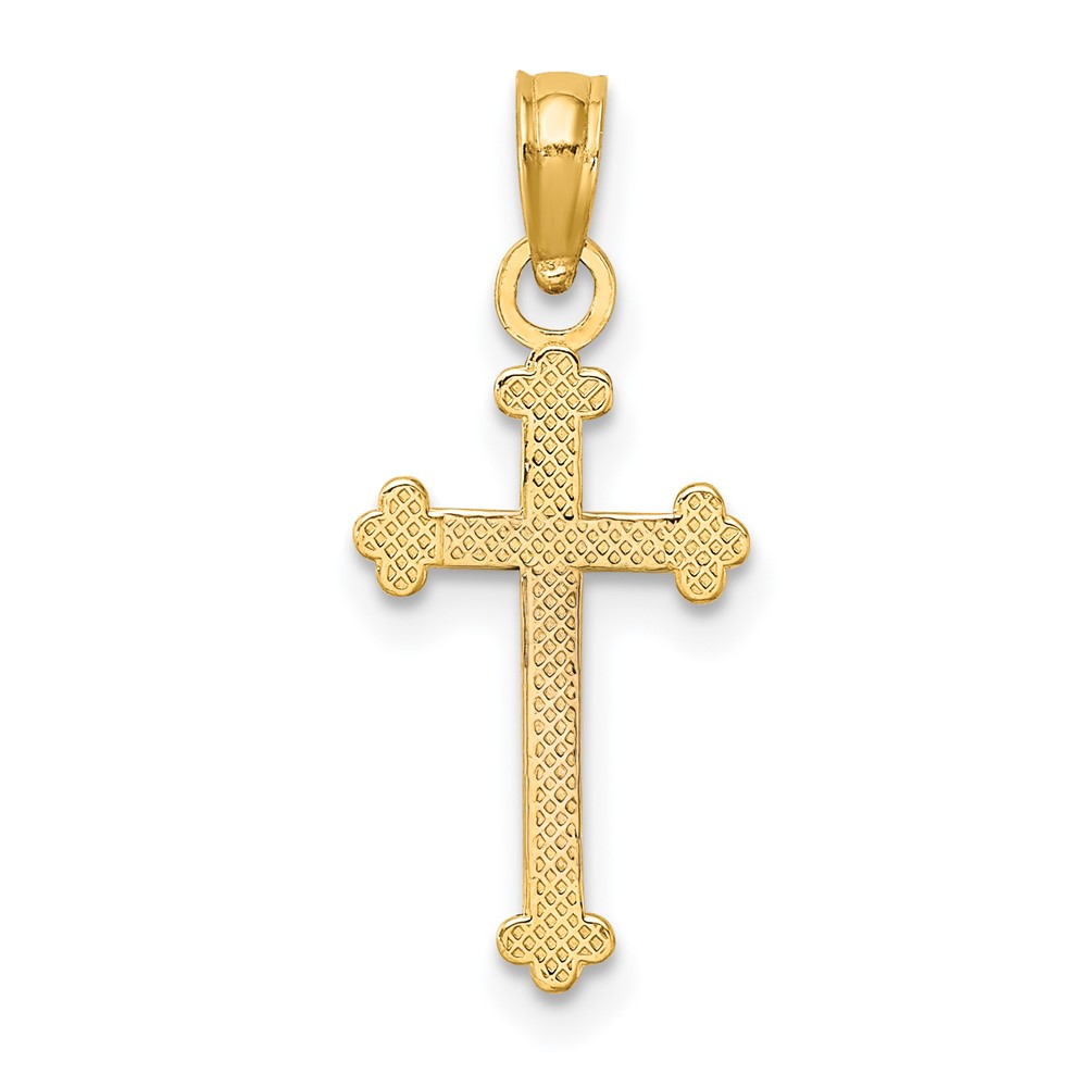 14K Polished Beaded Cross (K8442)