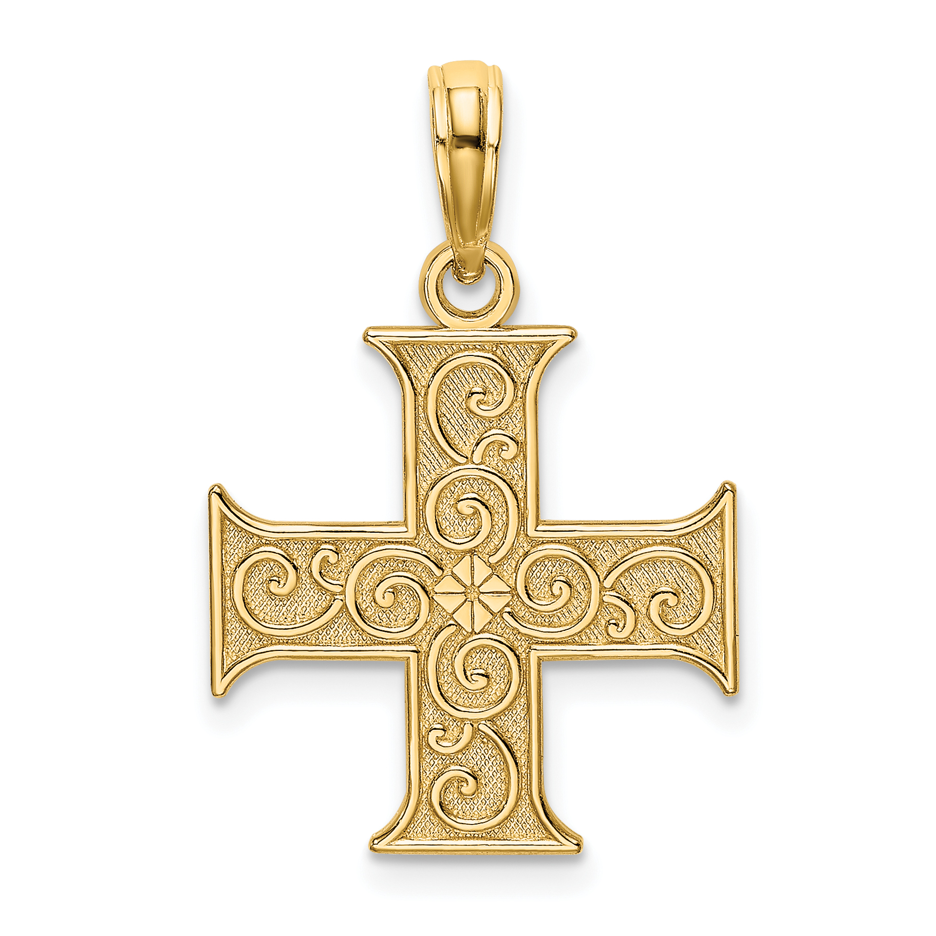 14K Greek Cross With Swirl Design Charm (K8444)