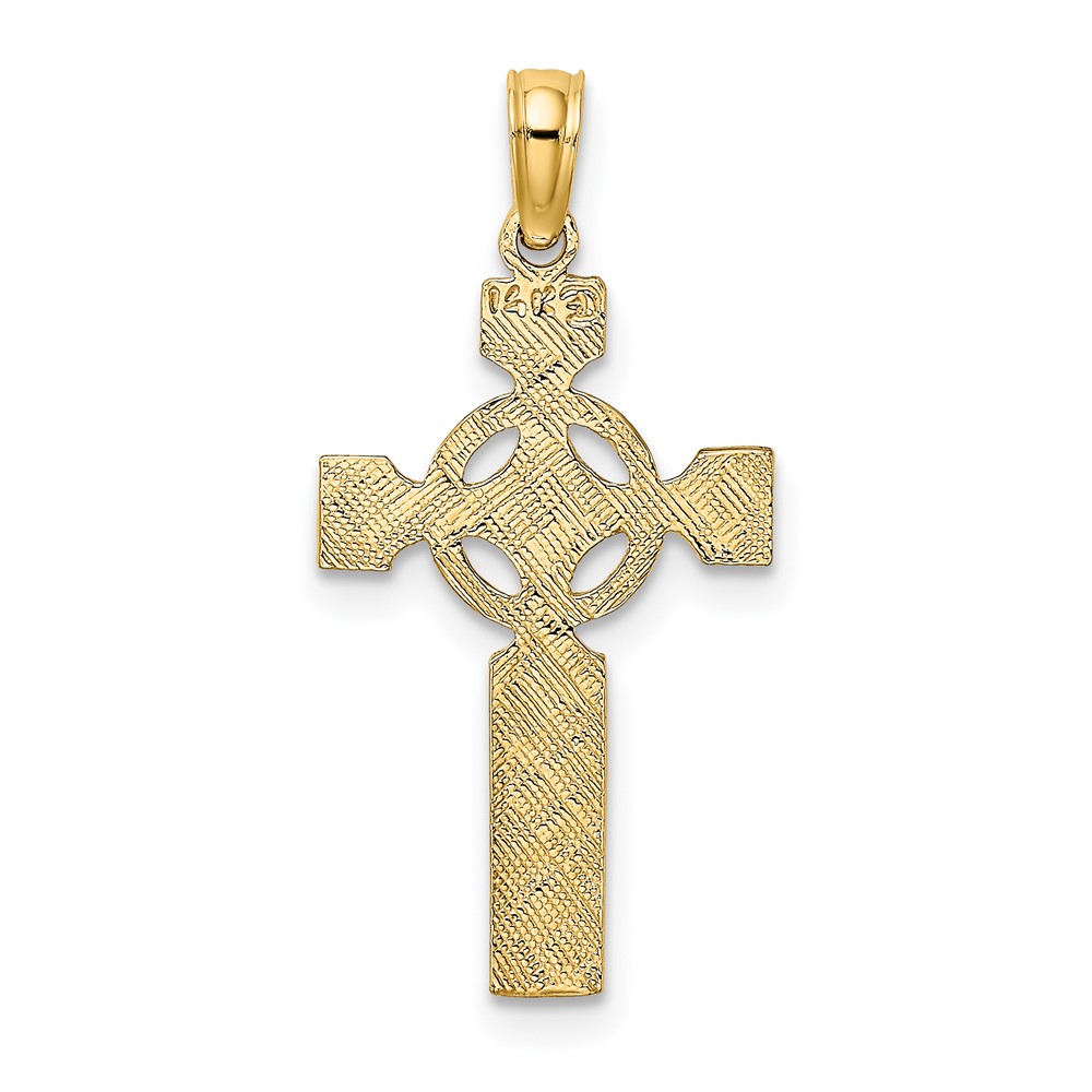 14K Engraved Celtic Cross w/ Eternity Circle Charm (K8445)