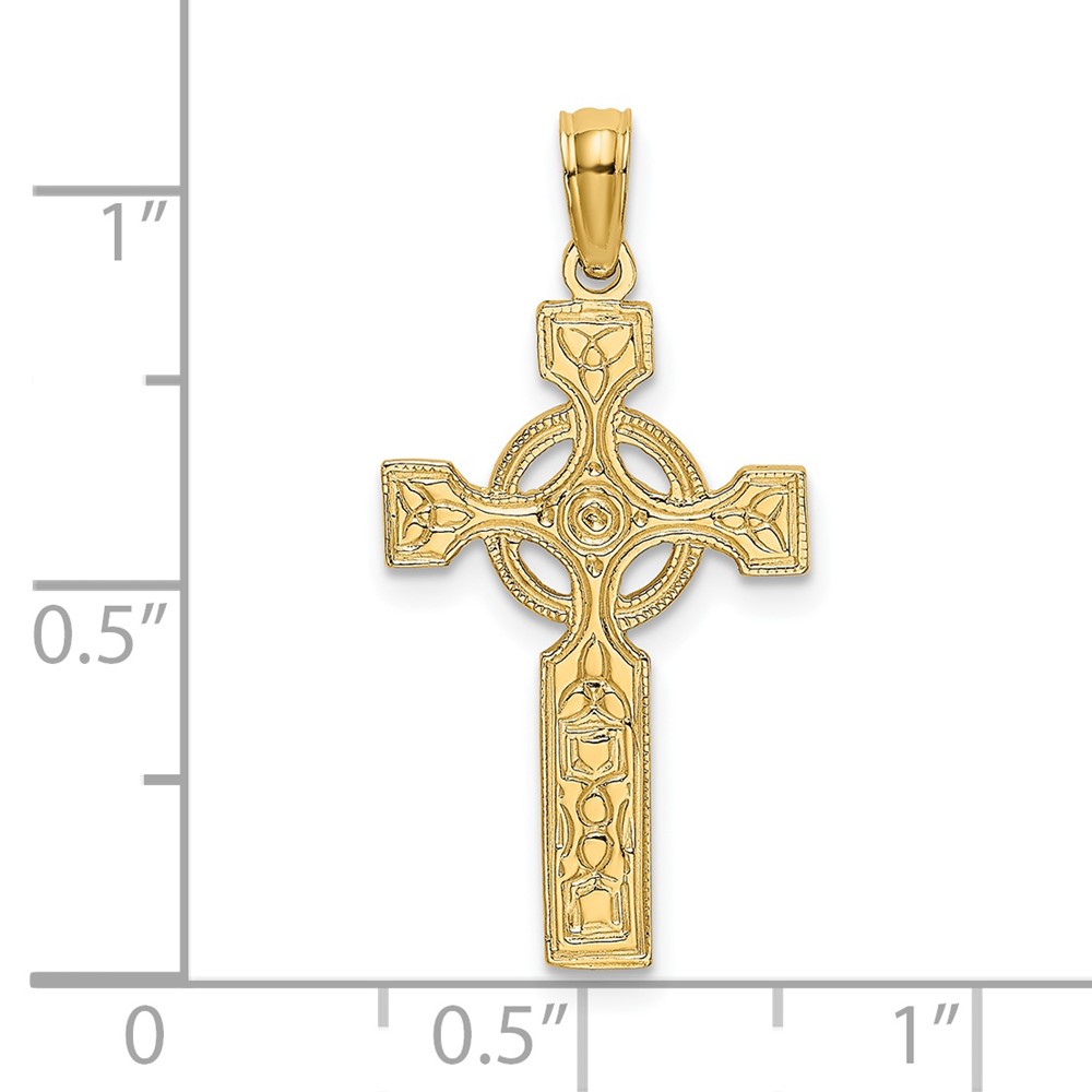 14K Engraved Celtic Cross w/ Eternity Circle Charm (K8445)
