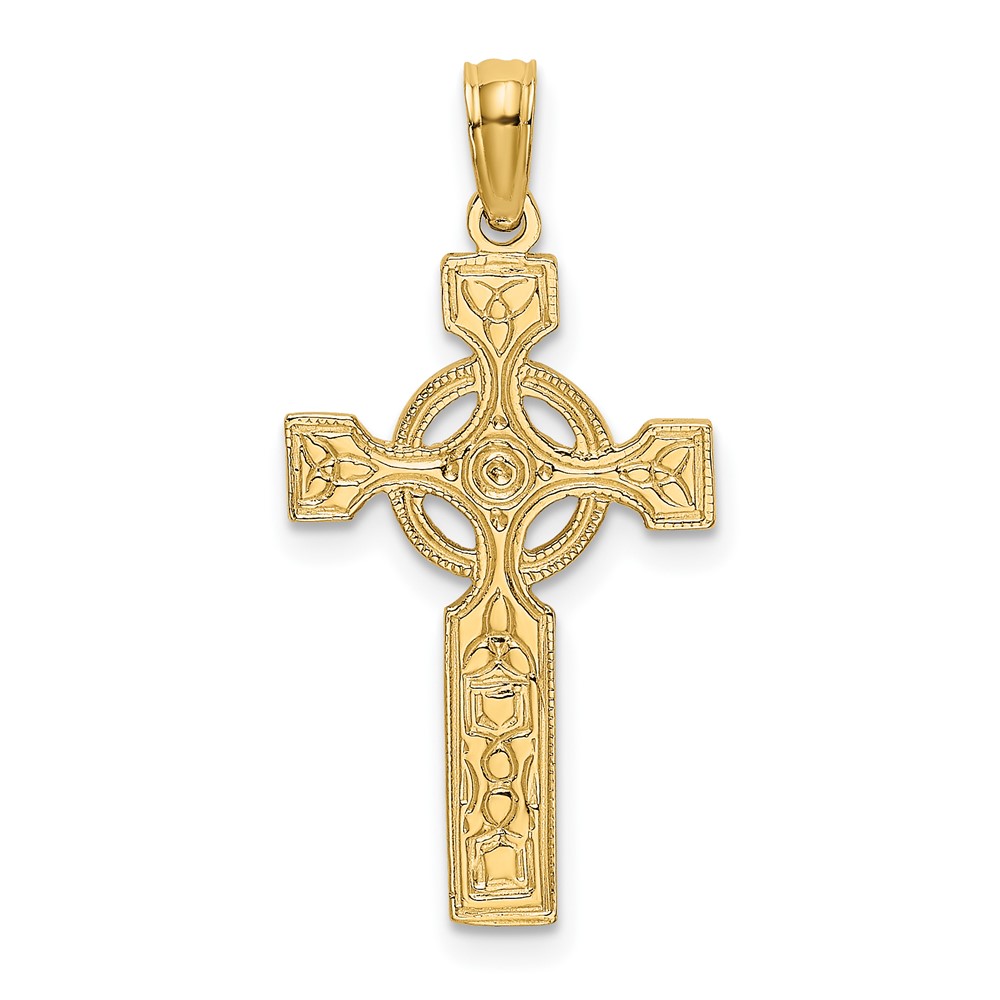 14K Engraved Celtic Cross w/ Eternity Circle Charm (K8445)