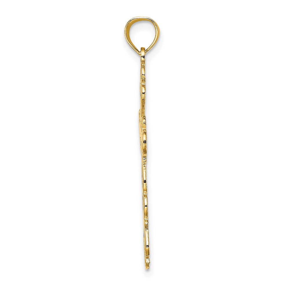 14K Polished Lace Trim Cross Charm (K8446)