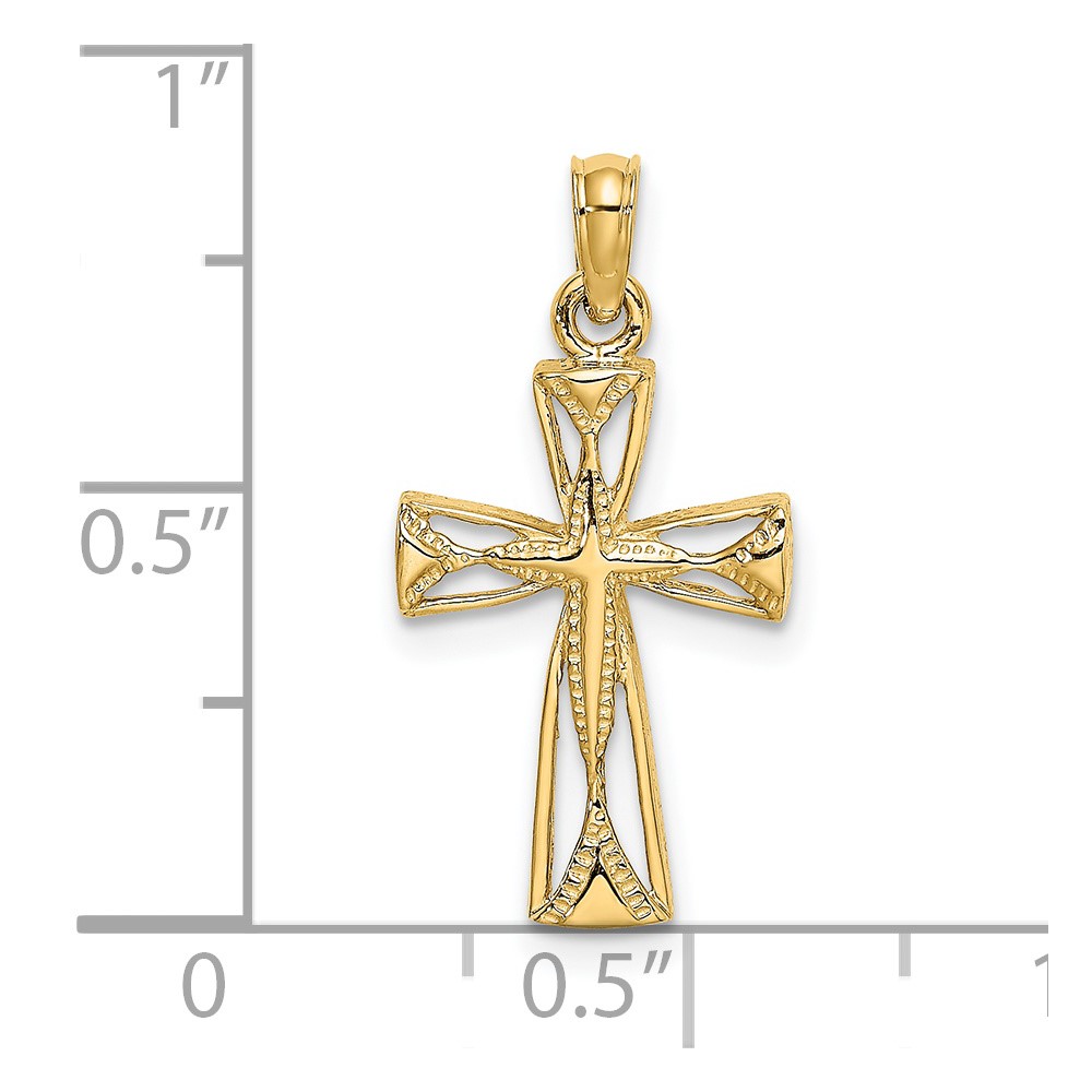 14K Cut-Out Cross w/ Triangle Ends Charm (K8455)