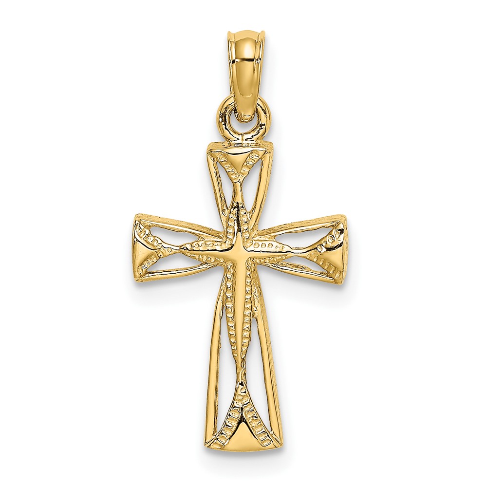 14K Cut-Out Cross w/ Triangle Ends Charm (K8455)