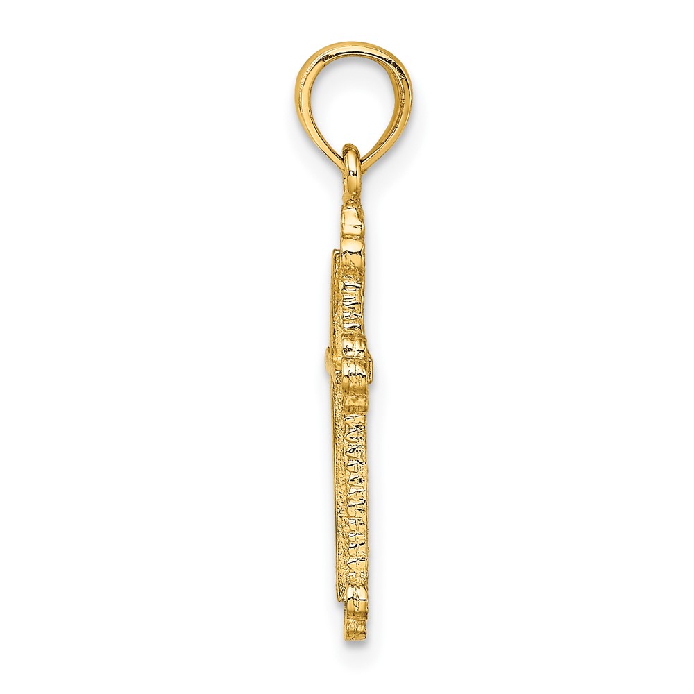 14K Cross W/ Spade Tip Edges Charm (K8459)