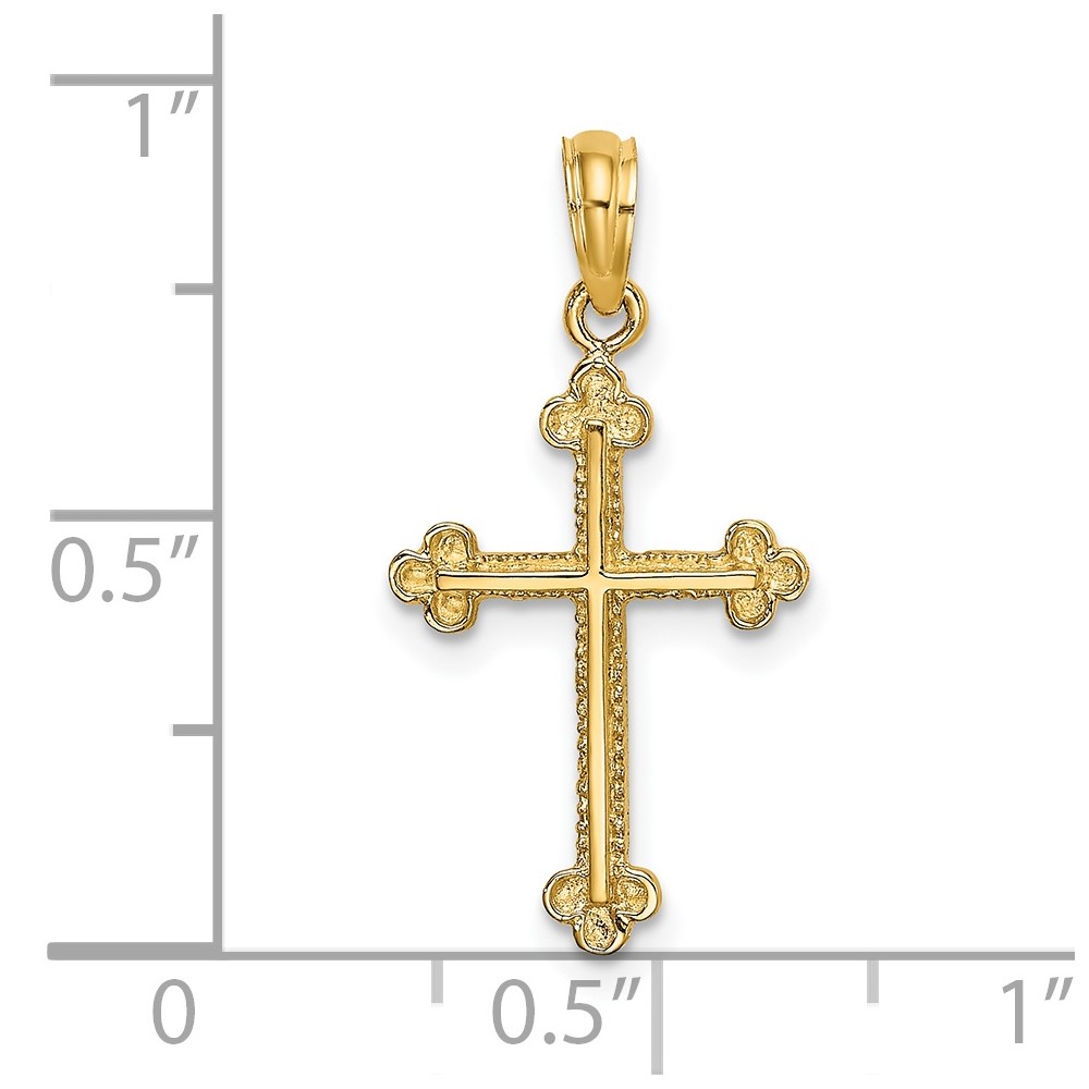 14K Cross W/ Spade Tip Edges Charm (K8459)