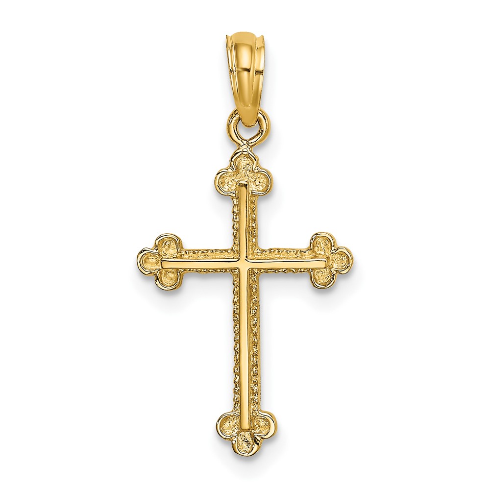 14K Cross W/ Spade Tip Edges Charm (K8459)