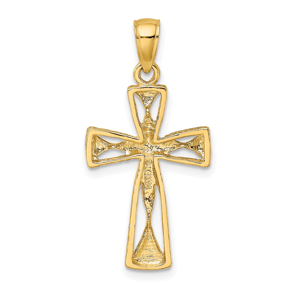 14K Polished Cut-Out Design Cross Charm (K8460)