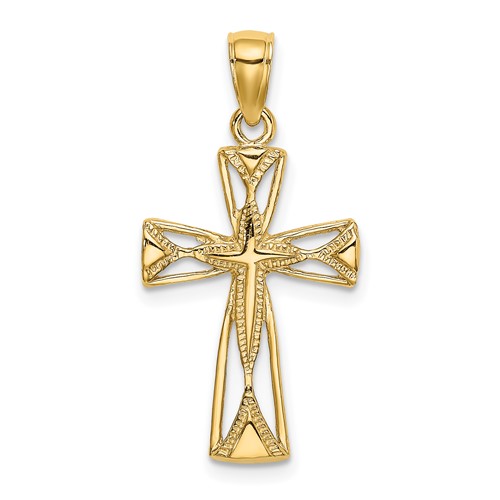 14K Polished Cut-Out Cross with Triangle Ends Charm