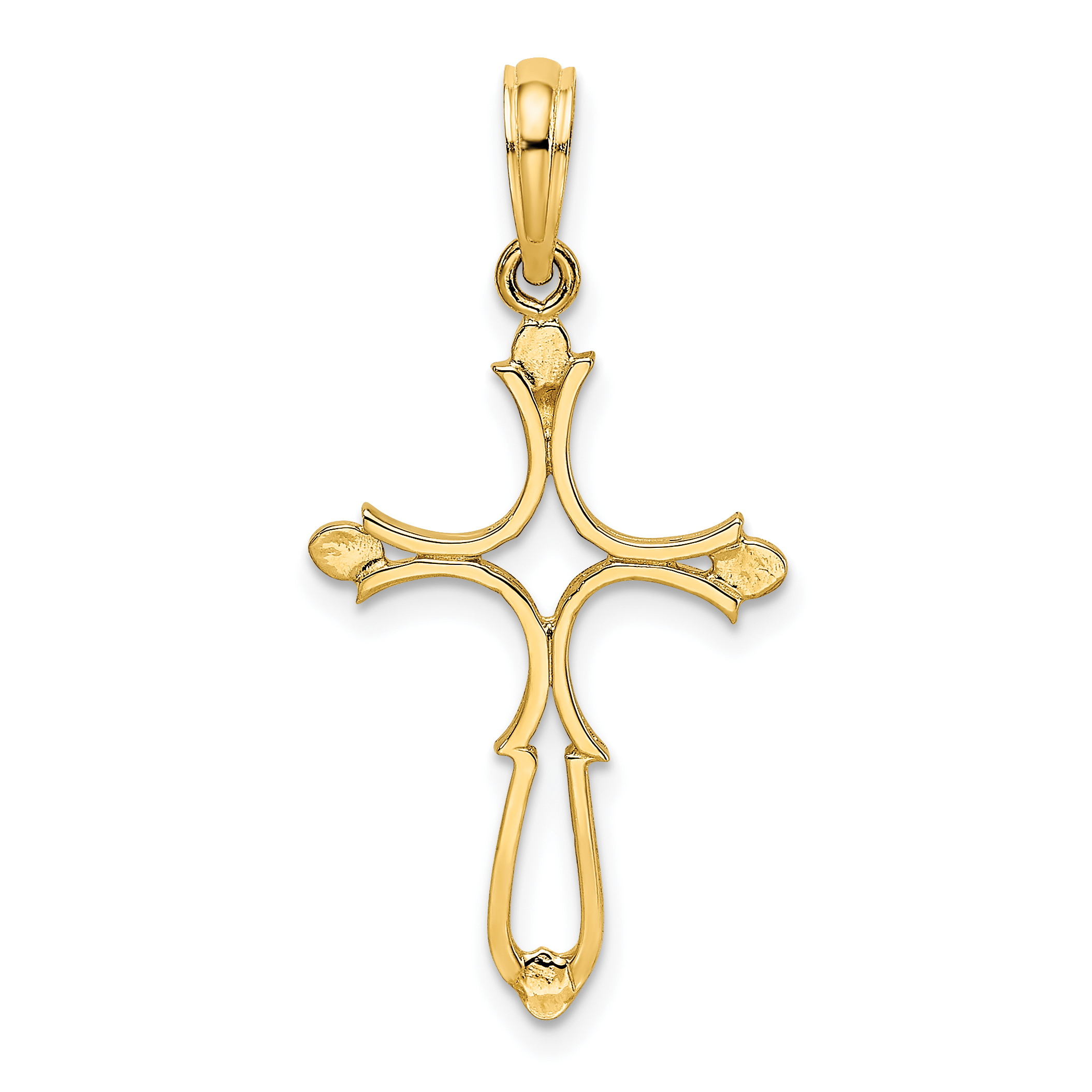 14K Cross Cut-Out and Polished Cross Charm (K8461)