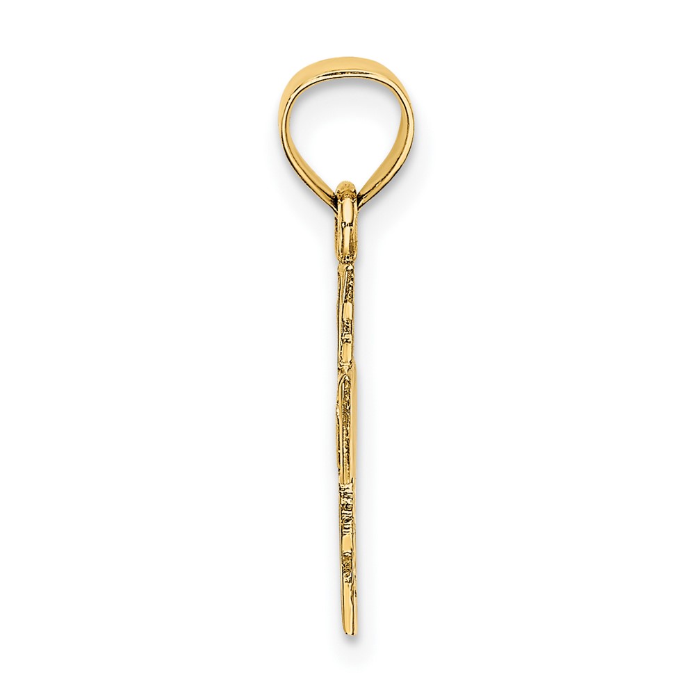 14K Polished and Textured Cross Charm (K8466)