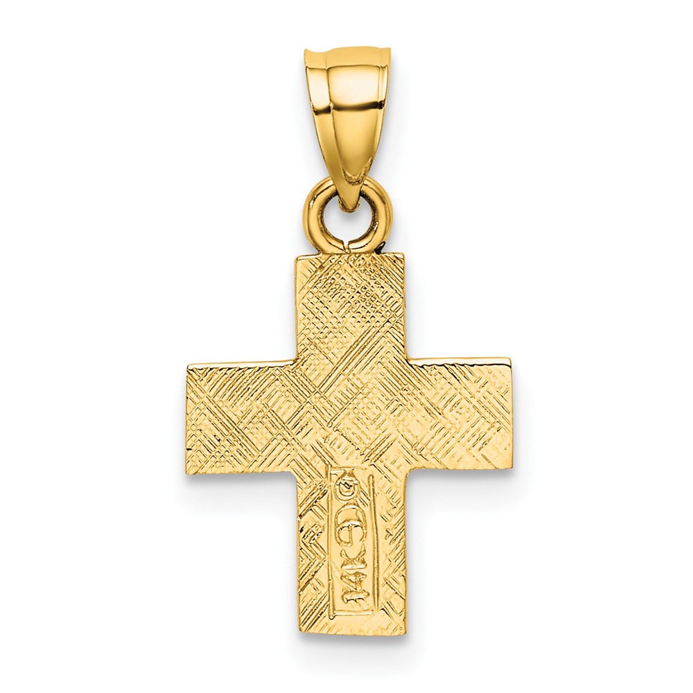14K Polished and Textured Cross Charm (K8466)
