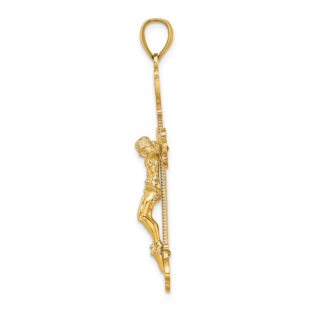 14K Engraved Crucifix Charm (K8467)