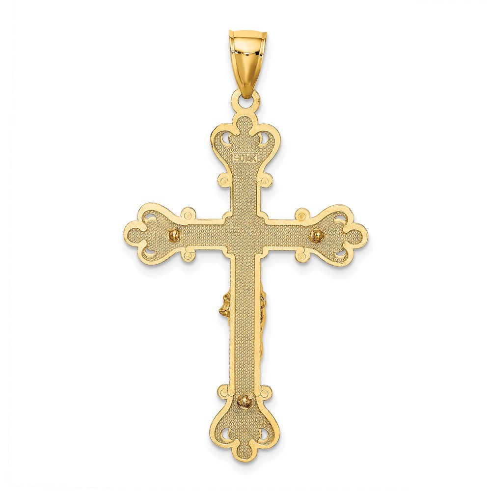 14K Engraved Crucifix Charm (K8467)