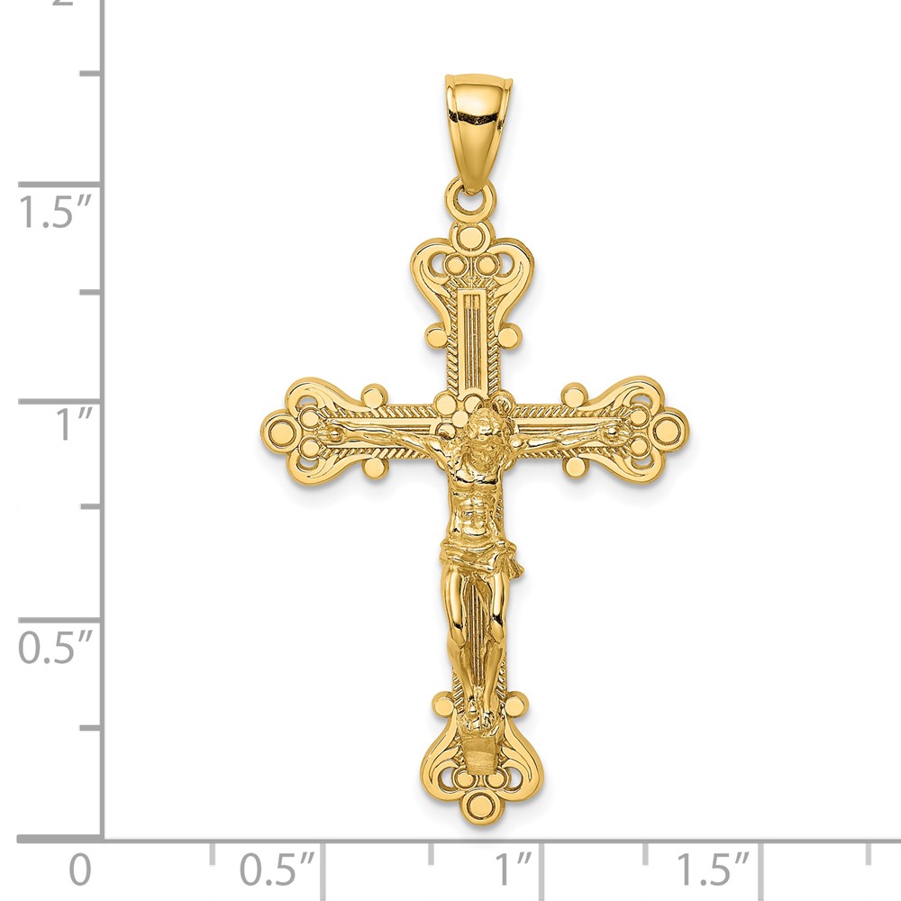 14K Engraved Crucifix Charm (K8467)