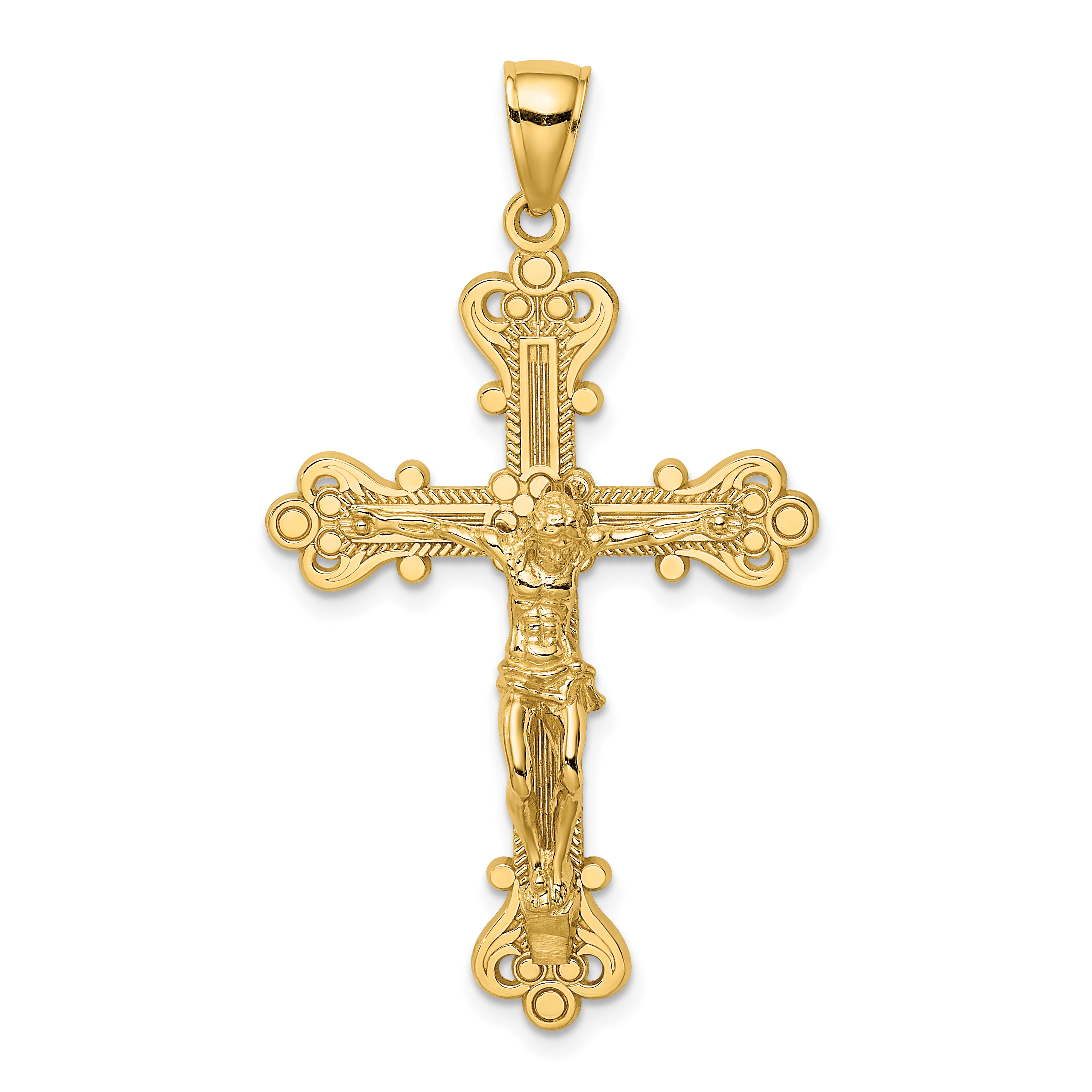14K Engraved Crucifix Charm (K8467)