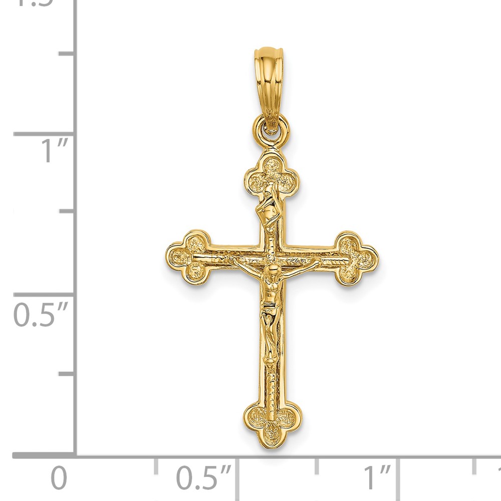 14K Narrow Budded Crucifix Charm (K8472)
