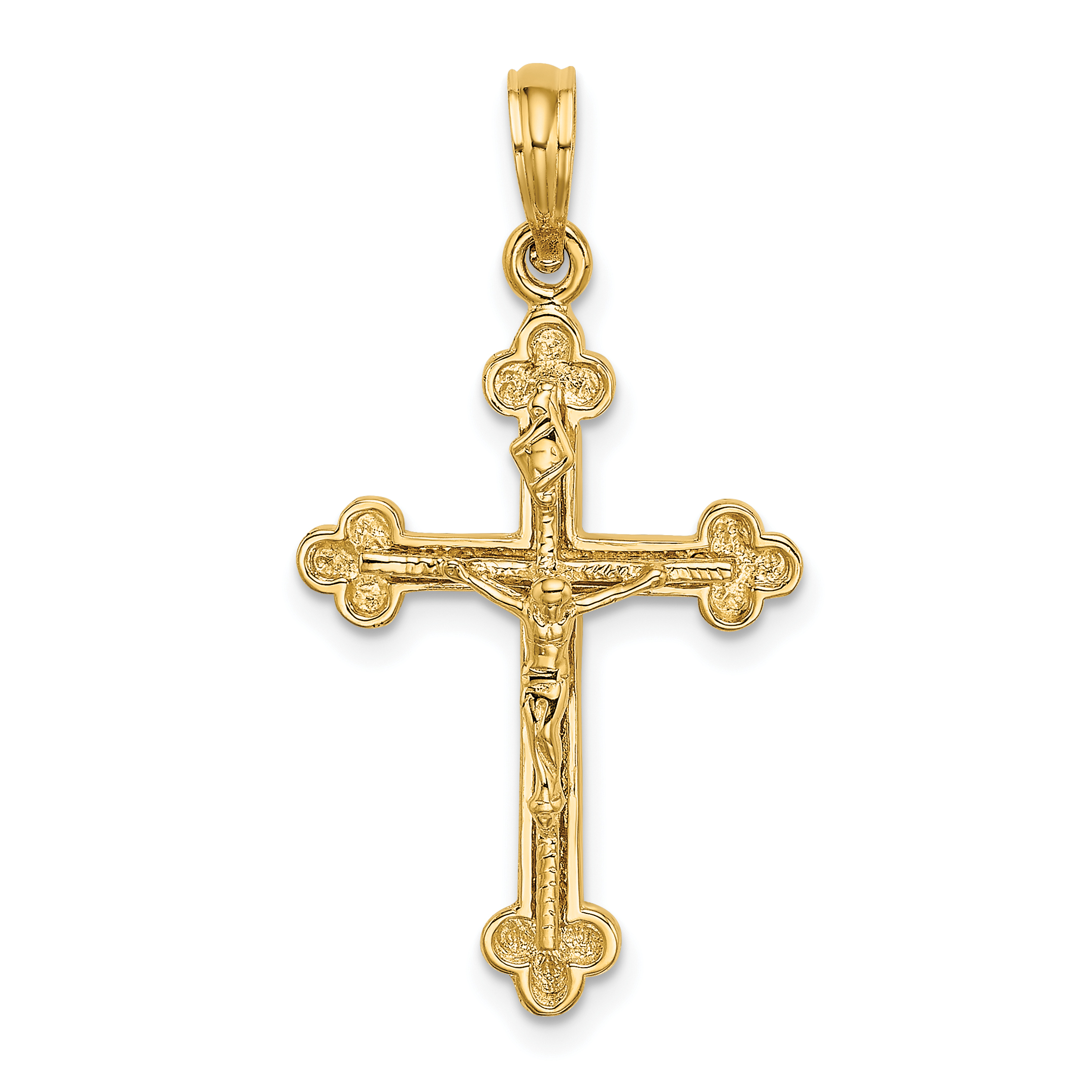 14K Narrow Budded Crucifix Charm (K8472)