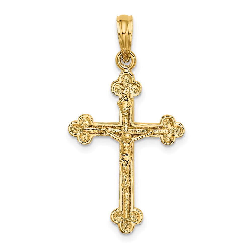 14K Narrow Budded Crucifix Charm (K8472)