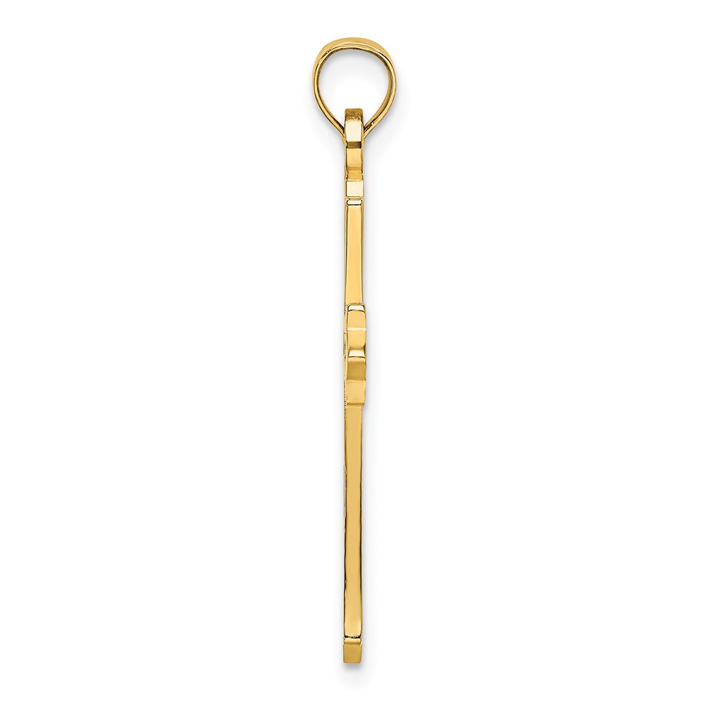 14K Polished and Cut-Out Cross Charm (K8482)