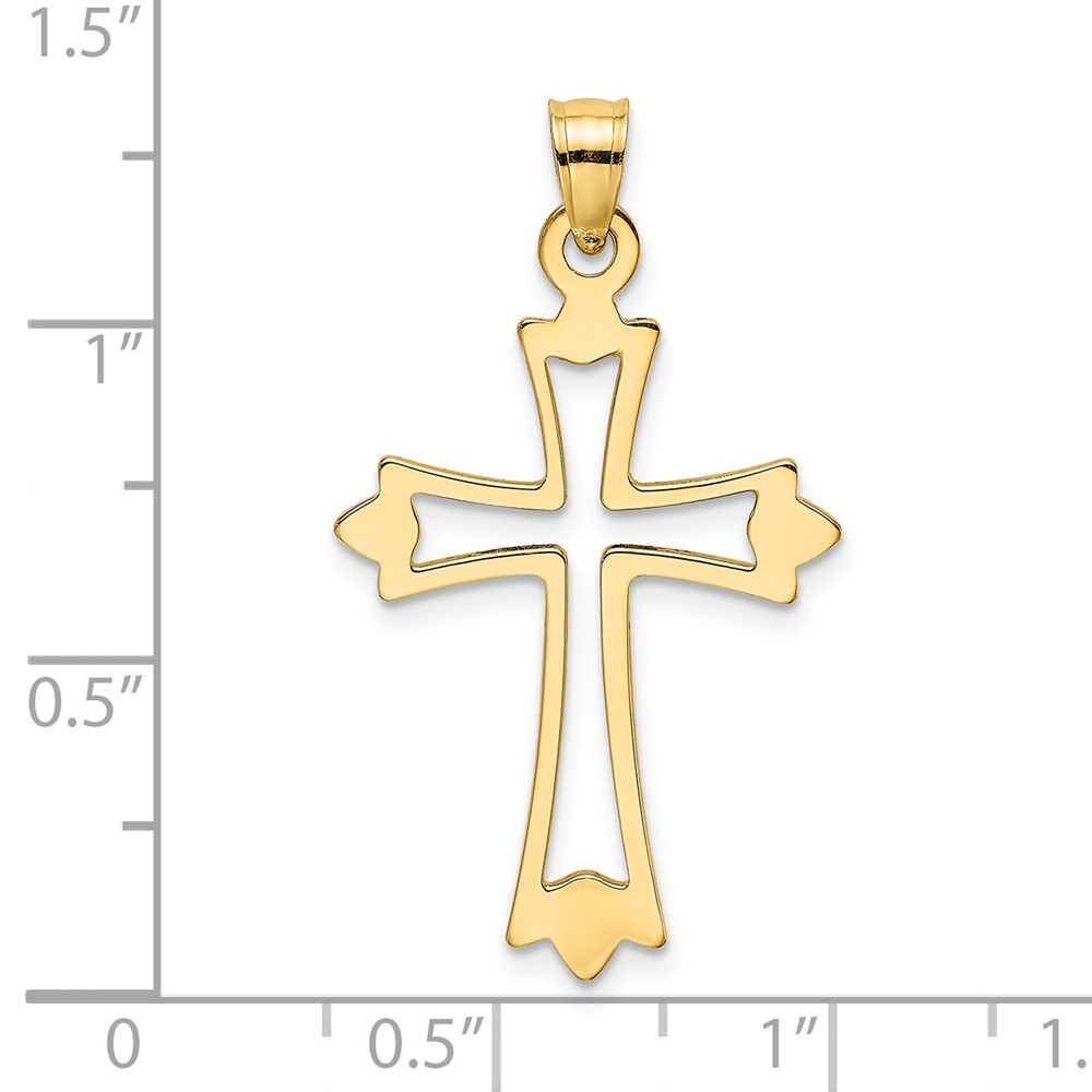 14K Polished and Cut-Out Cross Charm (K8482)