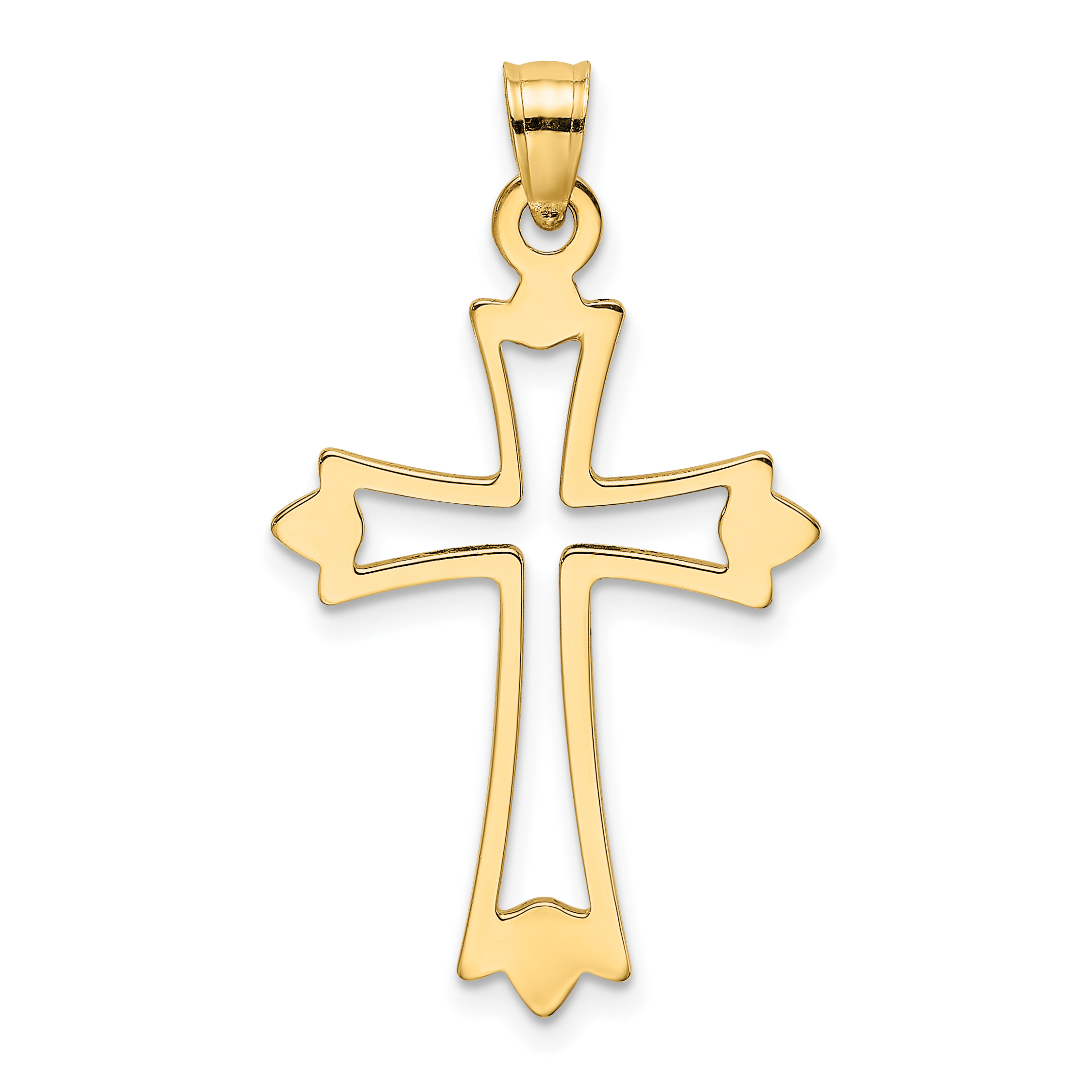 14K Polished and Cut-Out Cross Charm (K8482)