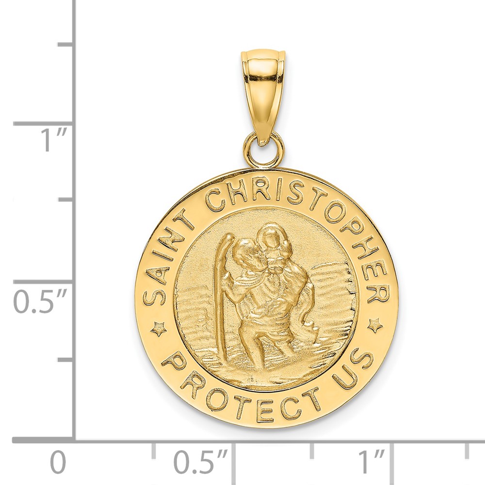 14K Polished / Satin Saint Christopher Medal Charm (K8483)
