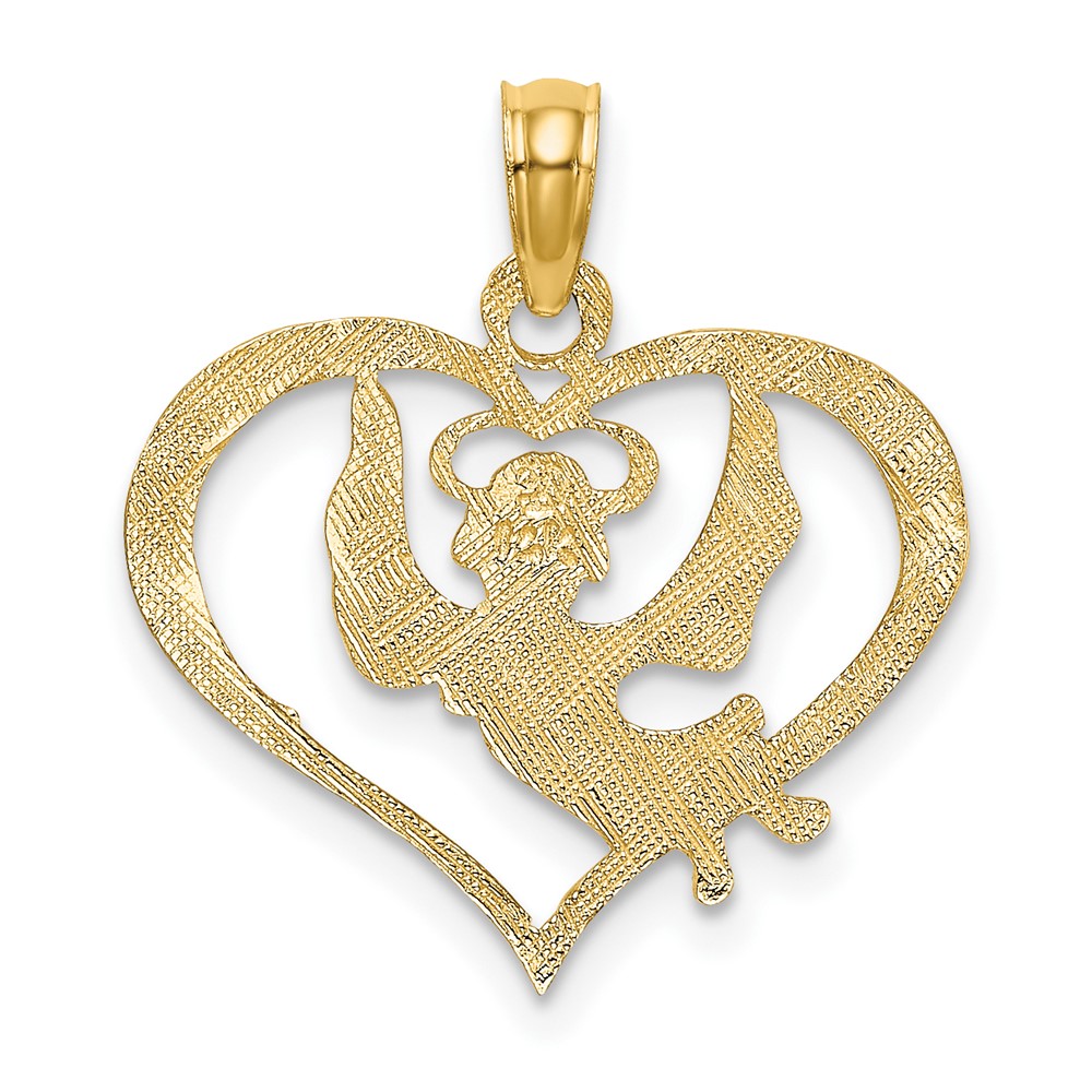 14K Polished Angel In Heart Charm (K8485)