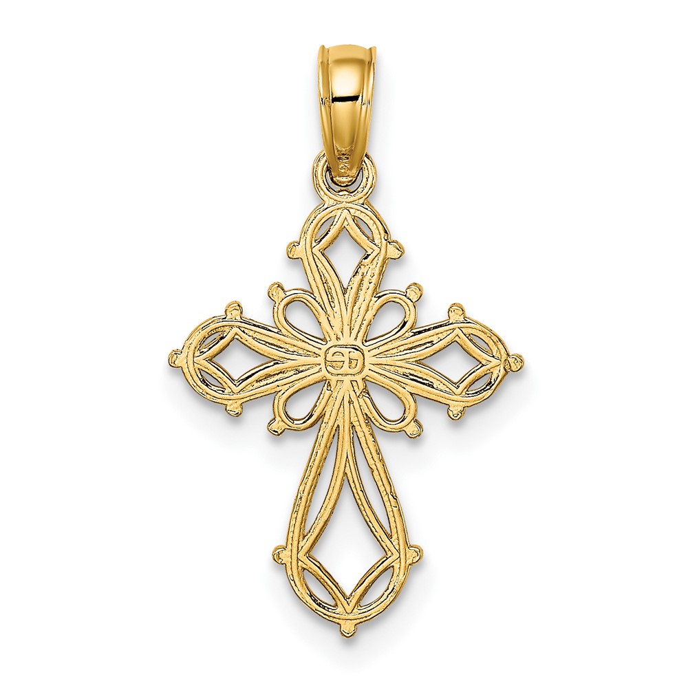 14K Cut-Out Fancy Cross Charm (K8492)