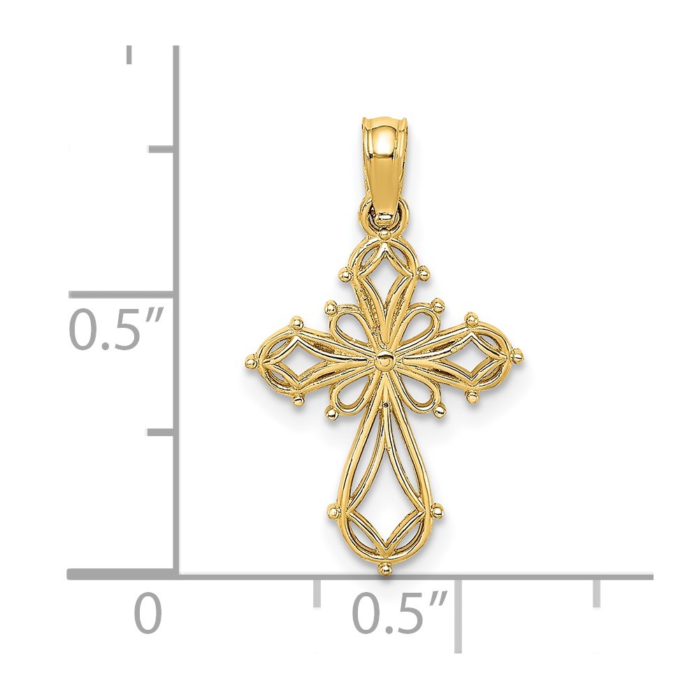 14K Cut-Out Fancy Cross Charm (K8492)