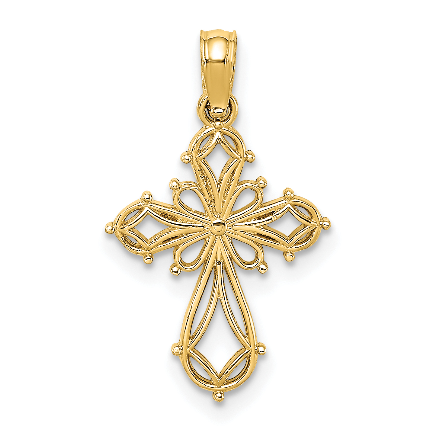 14K Cut-Out Fancy Cross Charm (K8492)