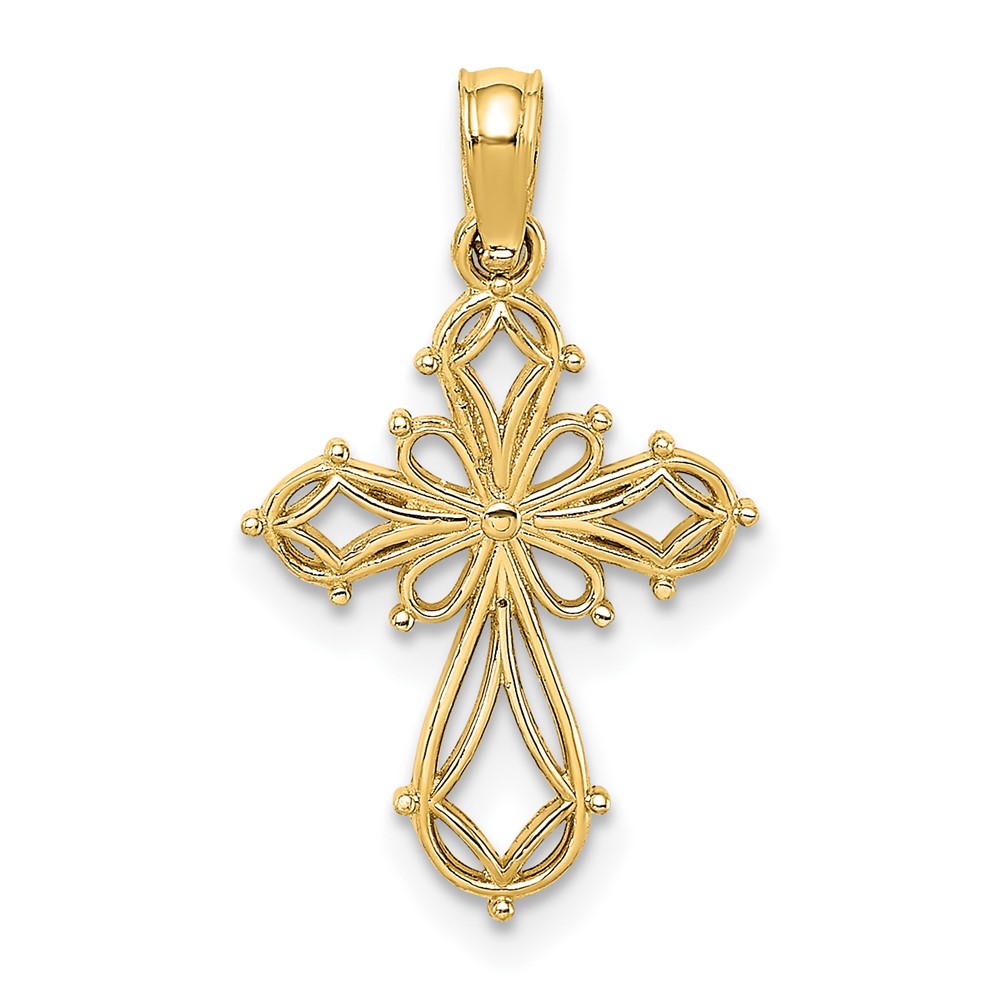 14K Cut-Out Fancy Cross Charm (K8492)