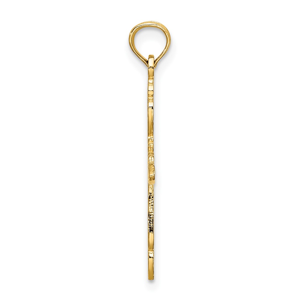 14K Polished and Cut-Out Cross Charm (K8494)