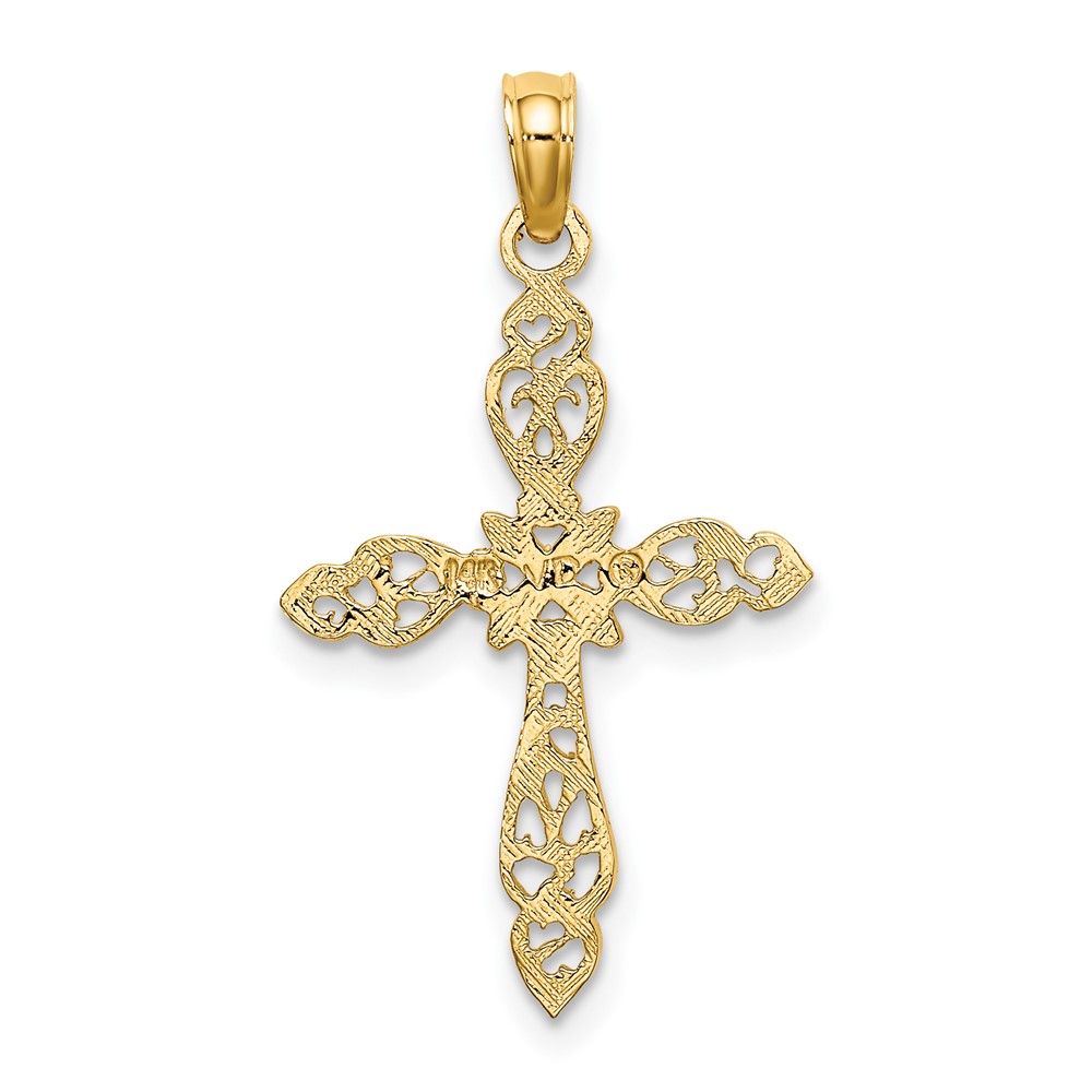 14K Polished and Cut-Out Cross Charm (K8494)