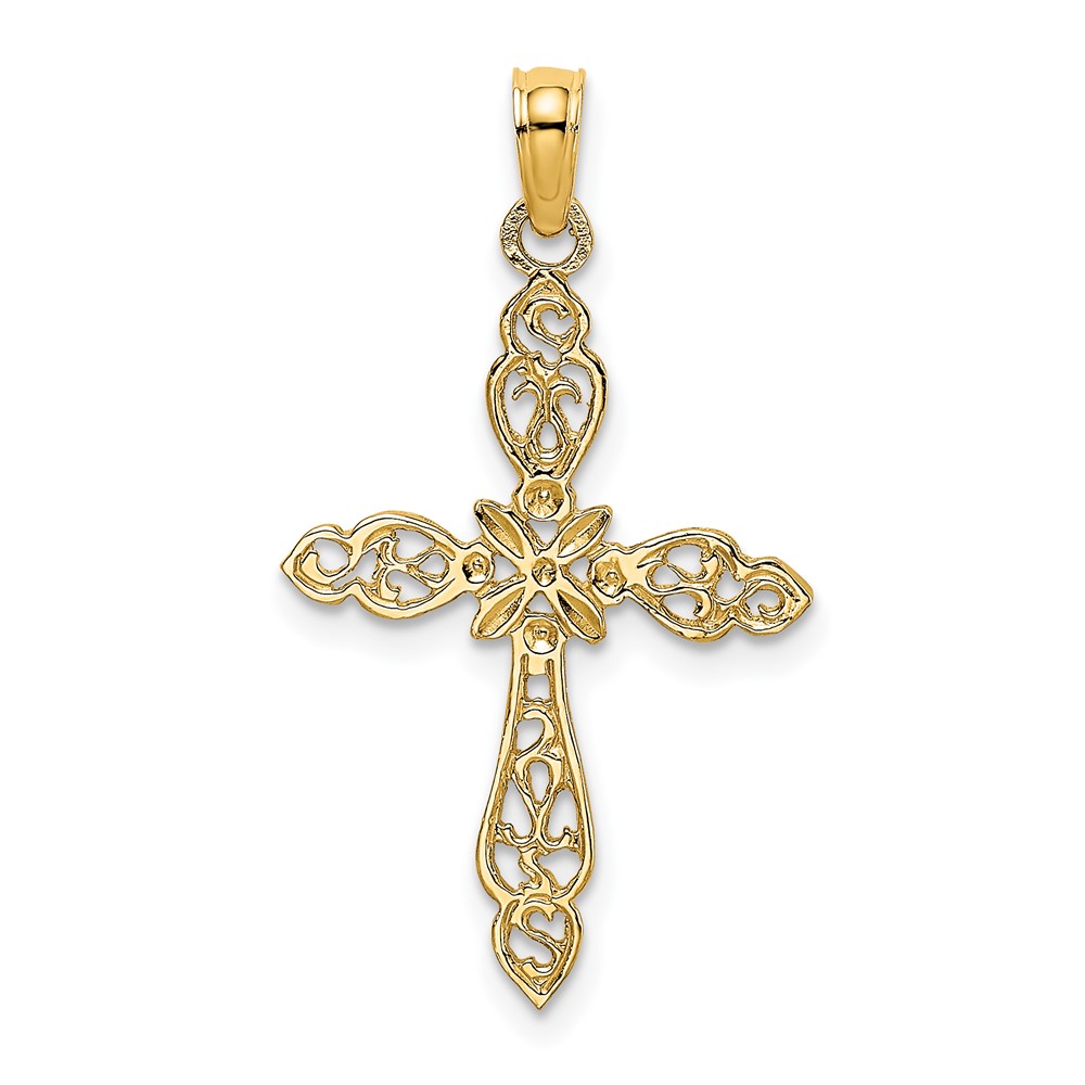 14K Polished and Cut-Out Cross Charm (K8494)