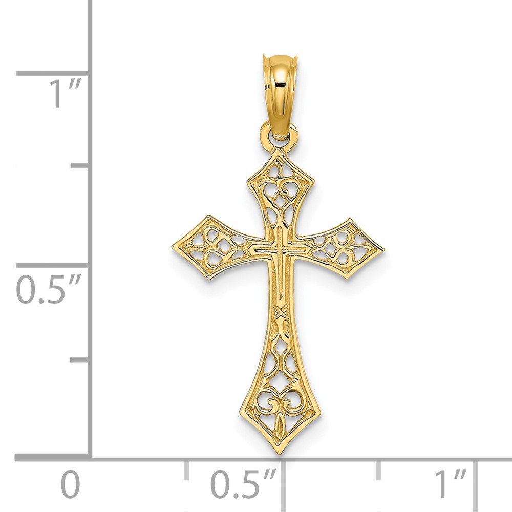 14K Filigree Cross Charm (K8495)