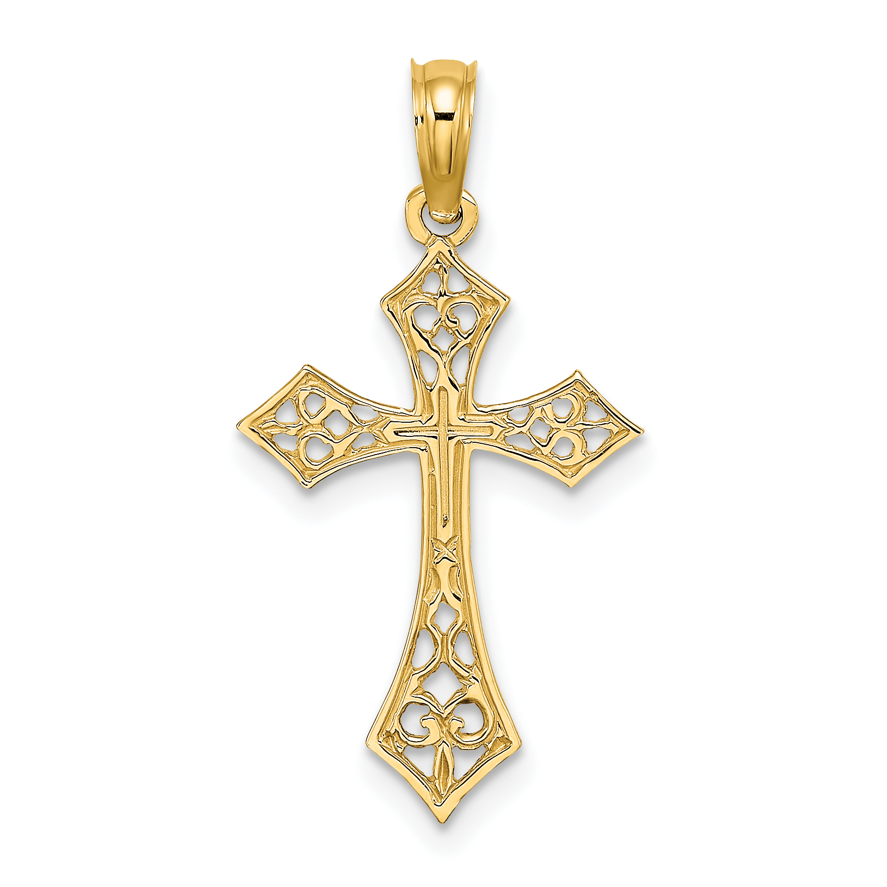14K Filigree Cross Charm (K8495)