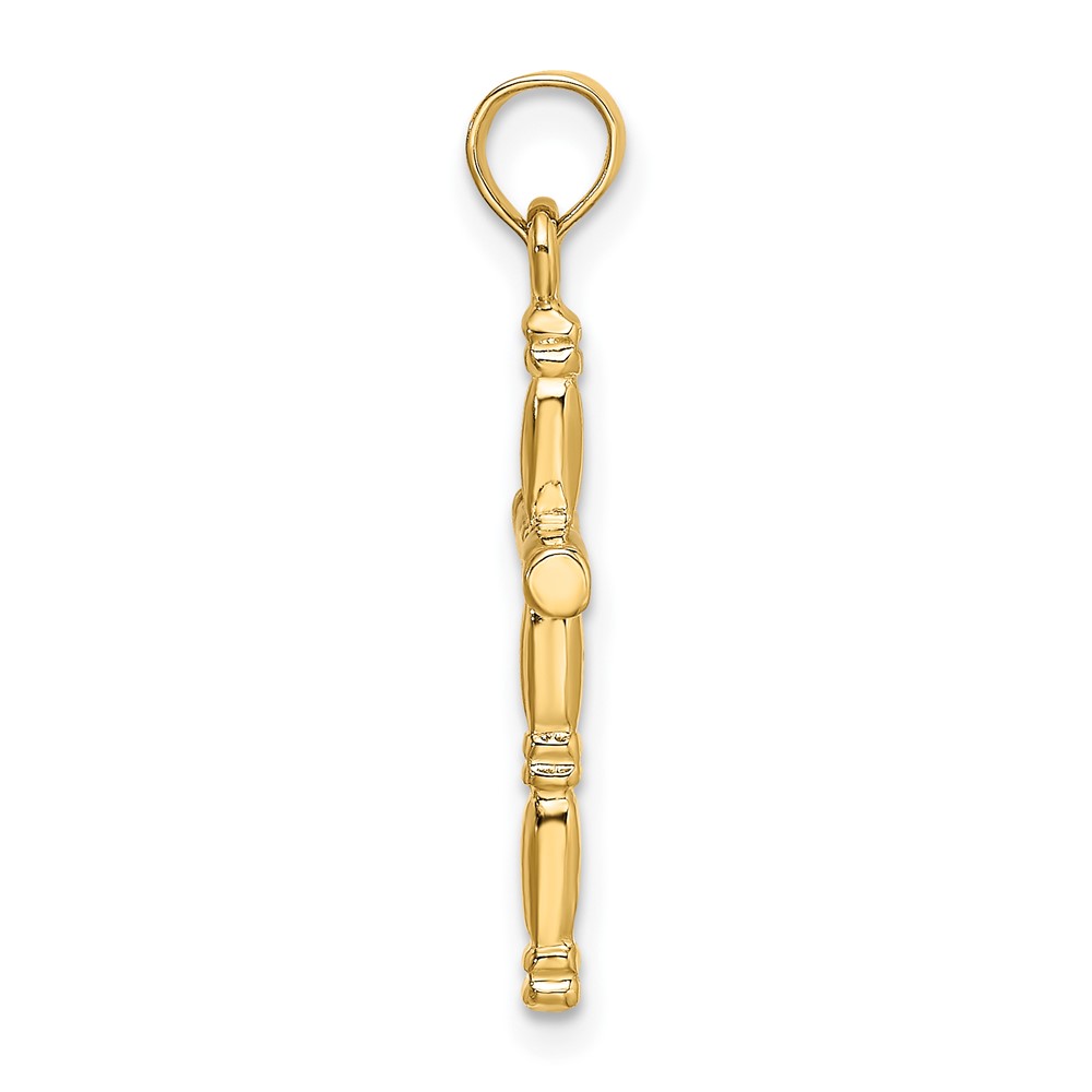 14K 3-D Polished Cross Charm (K8498)