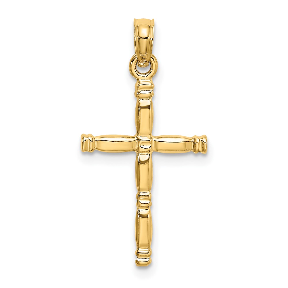 14K 3-D Polished Cross Charm (K8498)