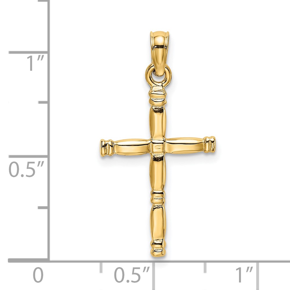 14K 3-D Polished Cross Charm (K8498)