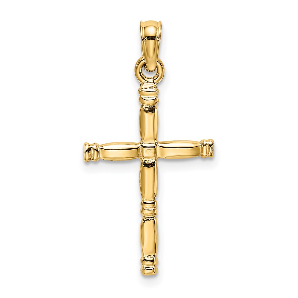 14K 3-D Polished Cross Charm (K8498)